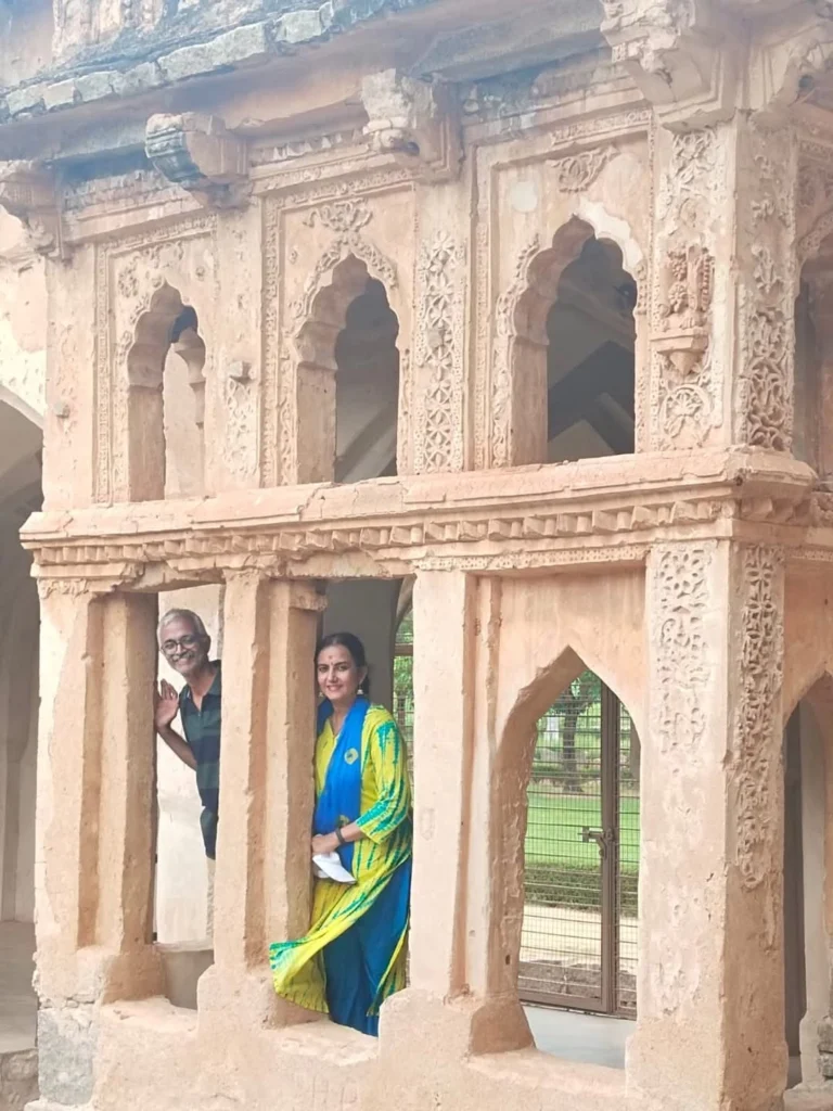 Sandhya E and Sathish at Queen's Bathhouse in Hampi